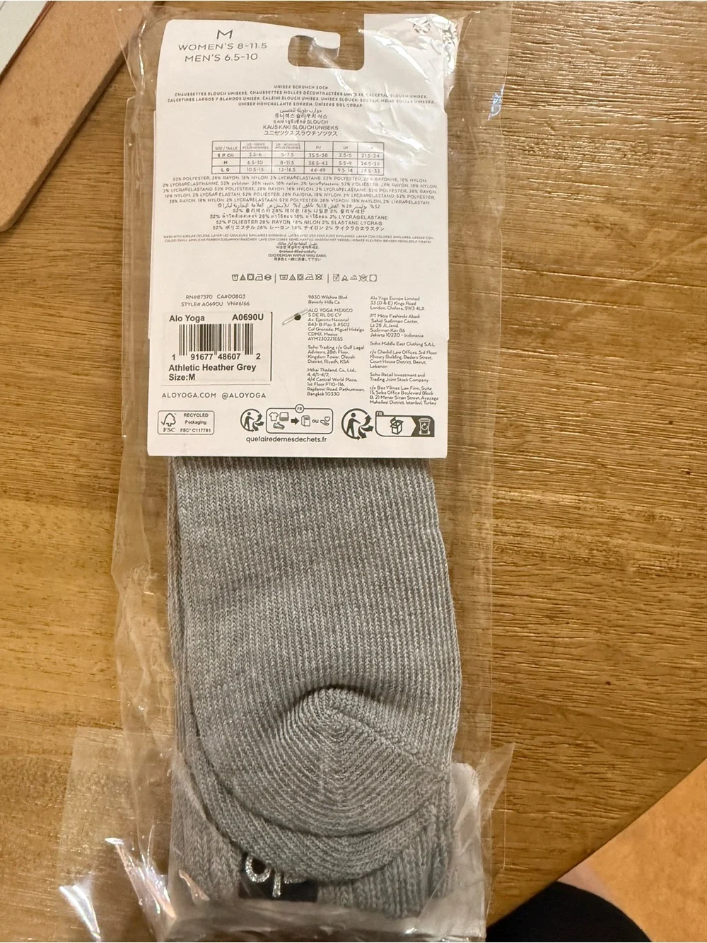 ALO Yoga Athletic Heather Grey Unisex Scrunch Socks